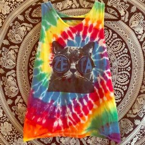 Zeta Tau Alpha tie dye cat tank top